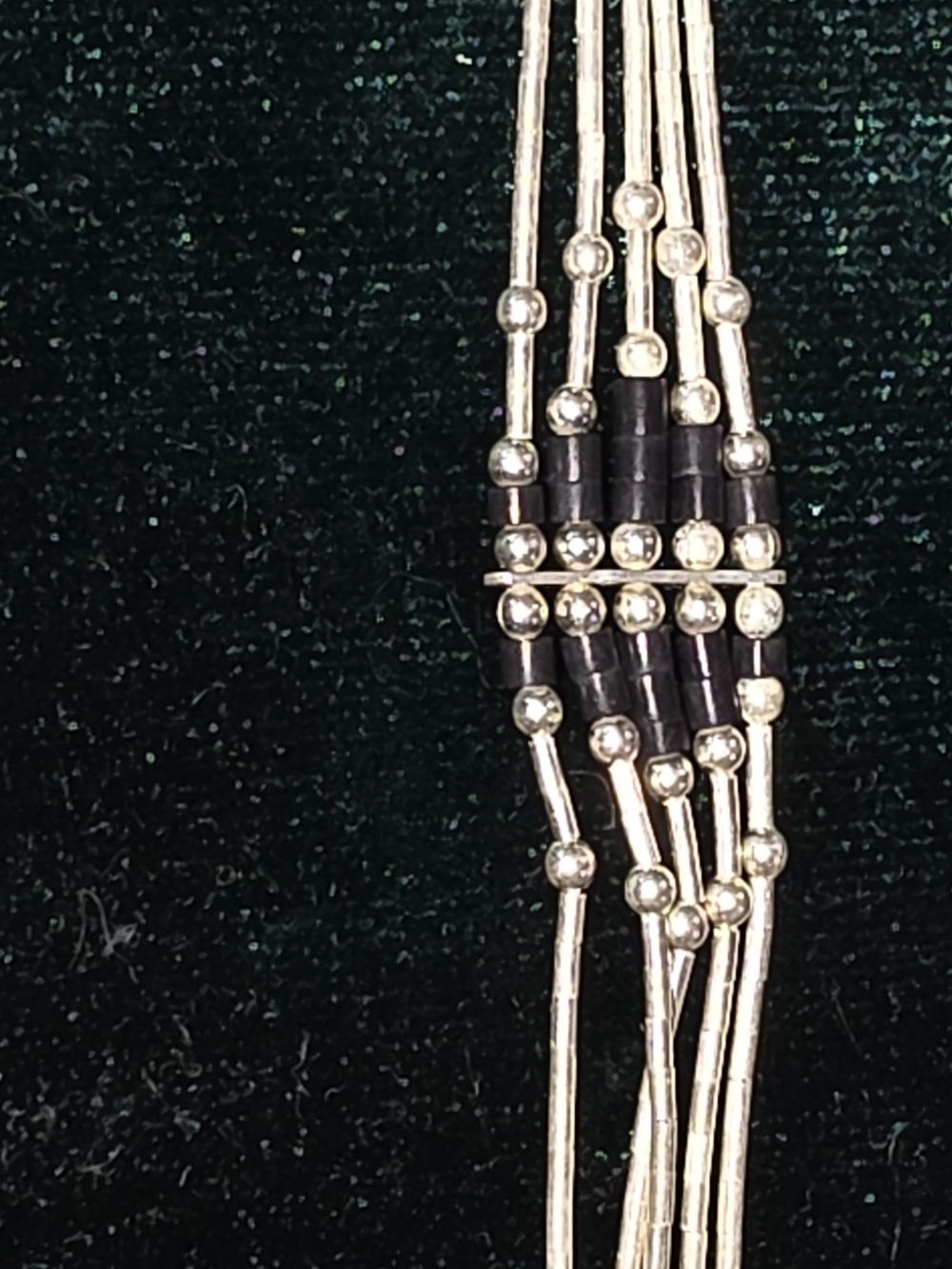 Multi-Strand Sterling Silver Beaded Bracelet with Onyx Accents